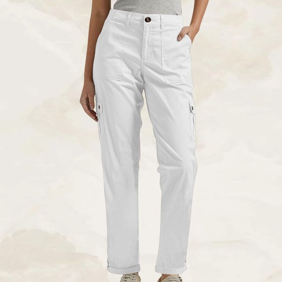 TIANZEN Women Cargo Pant Casual Stretch Elastic Waist Flat Front Straight Leg Long Pants Hem Work Trousers Track Pants Women Casual Pants Womens Stretchy Sweatpants for Women Tall