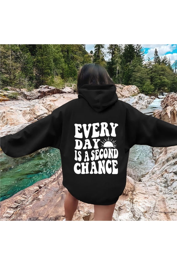 Women Fashion Letter Print Hooded Long Sleeve Casual Hoodie Sports Hoodie Hoodie with Strings