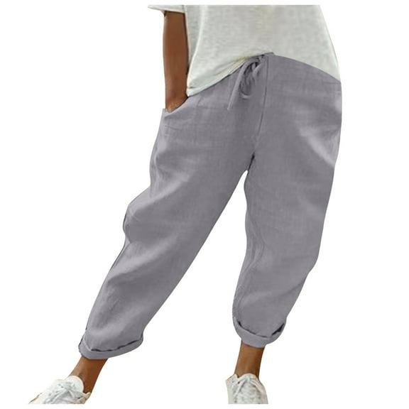 TIANZEN Women Fashion Print Casual Pocket Wide Leg Pants Elastic Waist Loose Ankle Length Trousers Womens Winter Pants Casual Elastic Pants for Women Casual Loose Pants for Women Elastic Waist Casual