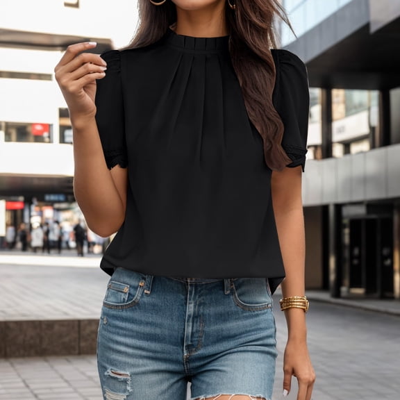 TIANZEN Women Fashion Solid Temperament Casual Loose Short Sleeve T Shirt Top Women Solid Shirt Shirt Light 100 Polyester Shirts Women