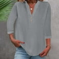 thumbnail image 1 of TIANZEN Women Fashion V Neck Point Sleeve Button Casual Comfortable Top Short Sleeve Athletic Shirt Women Women's Summer Shirts Shirt Women Long Sleeve, 1 of 5
