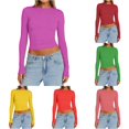thumbnail image 1 of TIANZEN Women Long Sleeve Shirt Basic Crop Top Fashion Underwear Layer Slim Top Tunic Raglan, 1 of 4