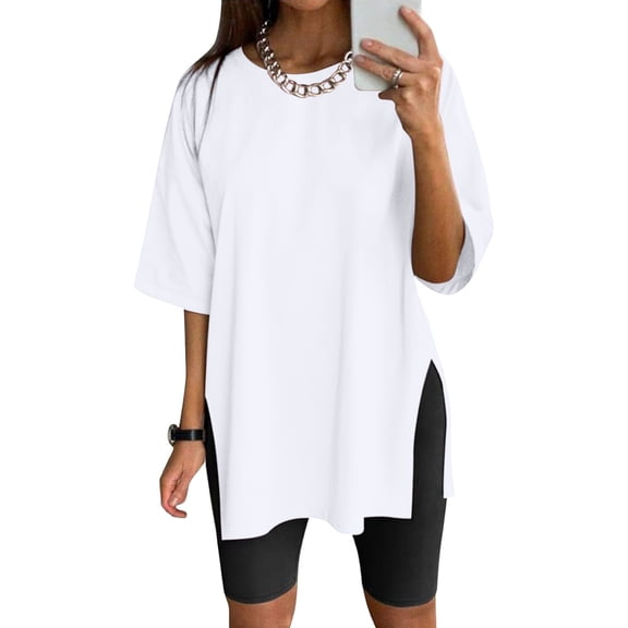 TIANZEN Women Oversize Sports Shirt Short Sleeve Blouses Summer Loose Tops Functional Shirt Tunic Loose With Slits Womens Long Sleeve Women Loose Tops Summer Womens Long Sleeve T Shirt Tops