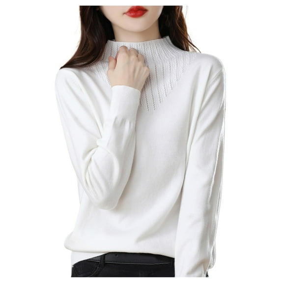 TIANZEN Women Pure Long Sleeve Crew Neck Soft Warm Pullover Knit Fall Winter Thermal Long Sleeves Thermal Tops Women Cute