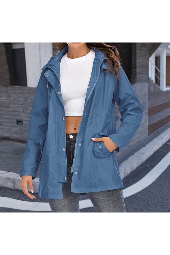 Women Raincoat Long Hooded Trench Coats Lined Windbreaker Travel Jacket Windbreaker Lightweight Windbreaker Old School Jackets for Women Womens Wind Breaking Jacket