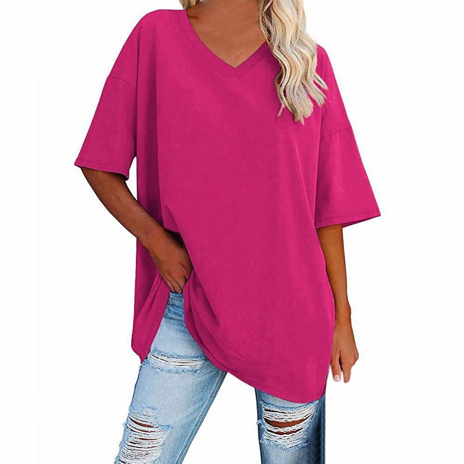 TIANZEN Women'S Spring And Summer Loose Half Sleeve V Neck