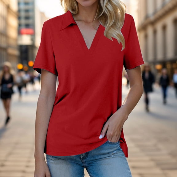 TIANZEN Women Short Sleeve Shirts V Neck Summer Tops Casual Work Basic Tees Tops Womens Tee Shirt Loose Shirt And Shirt Set Women Womens Medium Shirts