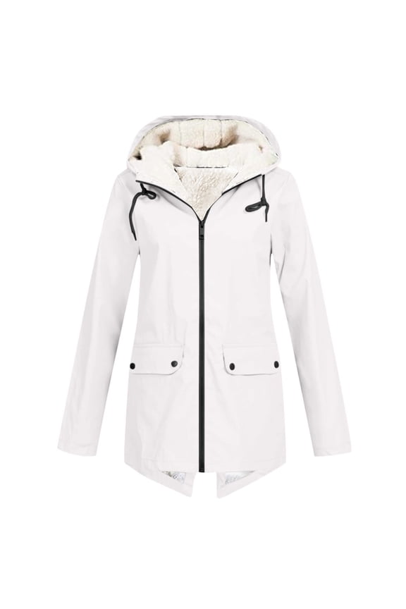 Women Solid Thickening Jacket Outdoor Plus Size Hooded Raincoat Windproof Womens Dress Jackets Floral Casual Fashion plus Size Women