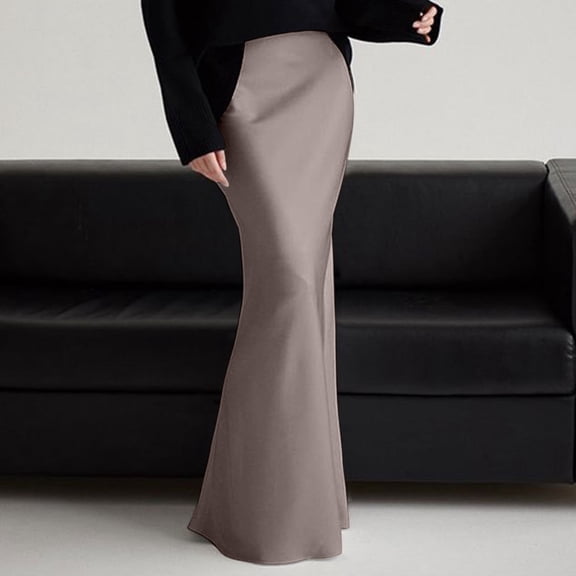 TIANZEN Women Spring Summer Skirt 2024 Silk Elegant High Waist Party Wedding Hem Satin Maxi Skirts Ballet Skirt plus Size Leather Skirt Stretchy Skirts for Women