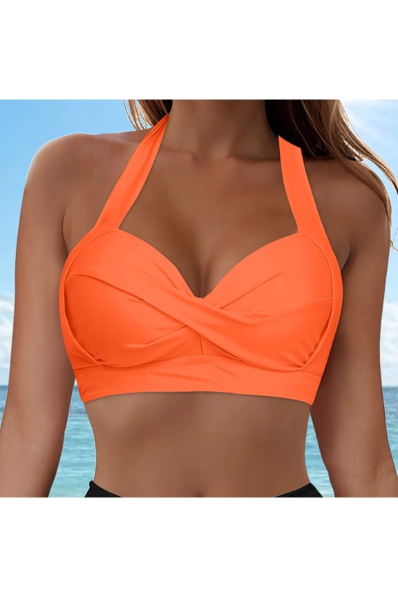 Women Swimwear Tops Underwire Full Coverage Bikini Top Push Up Swim Crop Top Tie Back Bathing Suit Tops Strapless Bikini Top Teen Girl Bathing Suits Bikini And Bikini Women