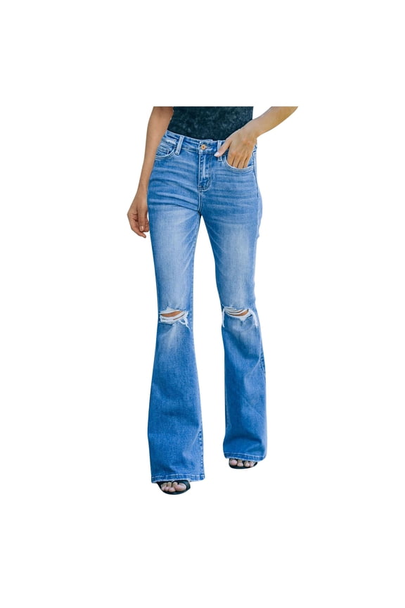 Women's 2021 Autumn Casual Trousers Mid-Waist Ripped Jeans Wash Jeans Temp Life Leggings Women's plus Pants