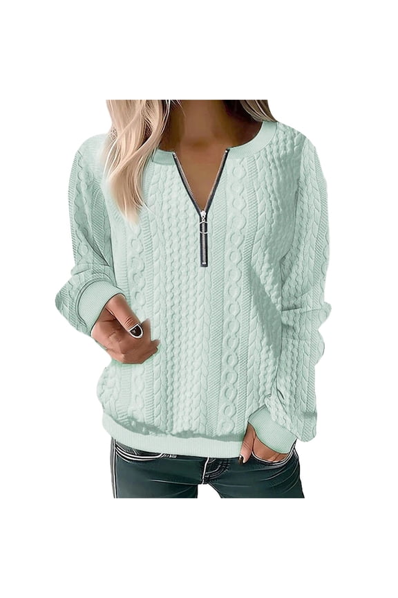 Women's Autumn And Winter Casual Comfortable Versatile Solid Color Half Zipper Long Sleeve Sweatshirt Extra Long Sweatshirts Women