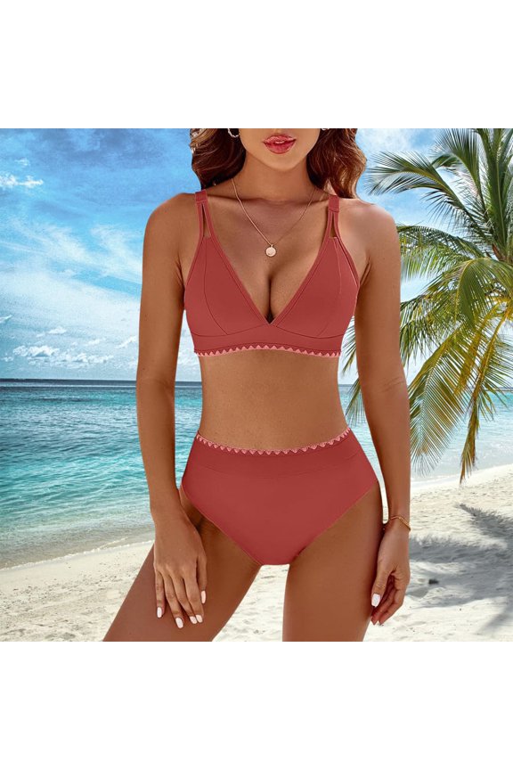 Women's Bikini Sets V Neck High Waisted Swimsuits Two Piece Bathing Suit Swimsuit Romper for Women Swimsuit Tops Bra Size Sunflower Swimsuits Top