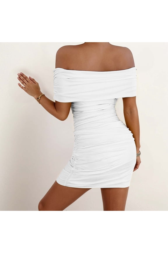Women's Casual Dress Elegant One Shoulder Strapless Party Dress For Christmas Evening Prom Birthday Beach Holiday Wedding Neck Dress Long Sleeve Maxi Dress for Women Knit Summer Dress