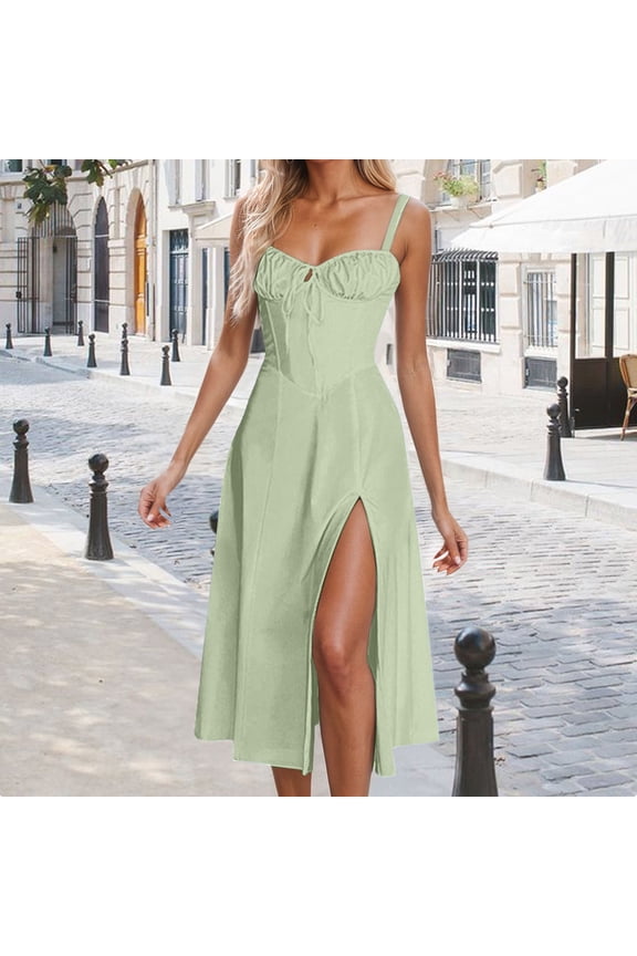 Women's Casual Dress V Neck Low Cut Back Tie Detail Comfortable Everyday Wear Spring Summer Fall Outfit With Leggings Dressy Casual Dresses Women Summer Outfits Dress for Women