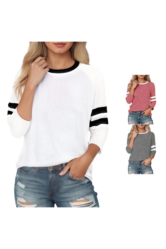 Women's Casual Fashion Round Neck 3/4 Sleeve T Shirt For Spring And Summer Womens Cold Gear Long Sleeve