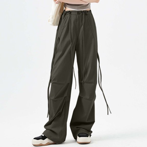 TIANZEN Women's Casual High Waist Wide Leg Pants With Bow Tie Detail Comfortable Loose Fit Retro Style Summer Fall Everyday Wear Stretch Pants Jogging Pants Women Pant Suits for Women Casual