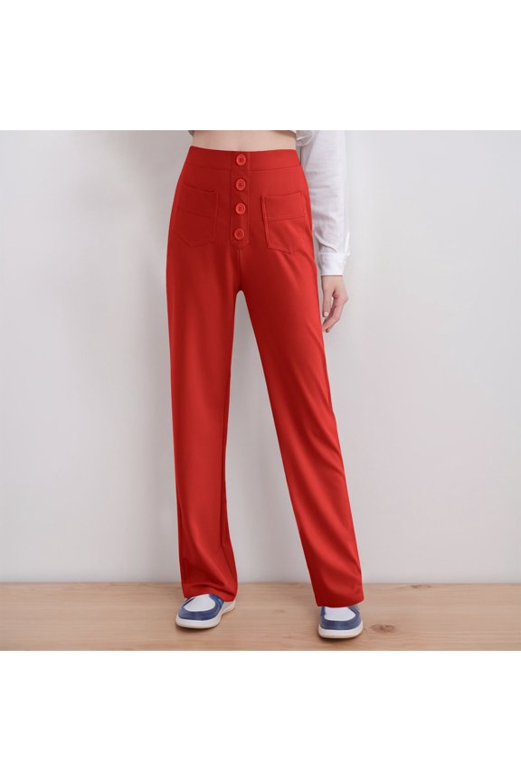Women's Casual High Waisted Straight Leg Button Pocket Pants plus Size Leggings with Pockets 3x Harem Pants for Women with Pockets Workout Pats