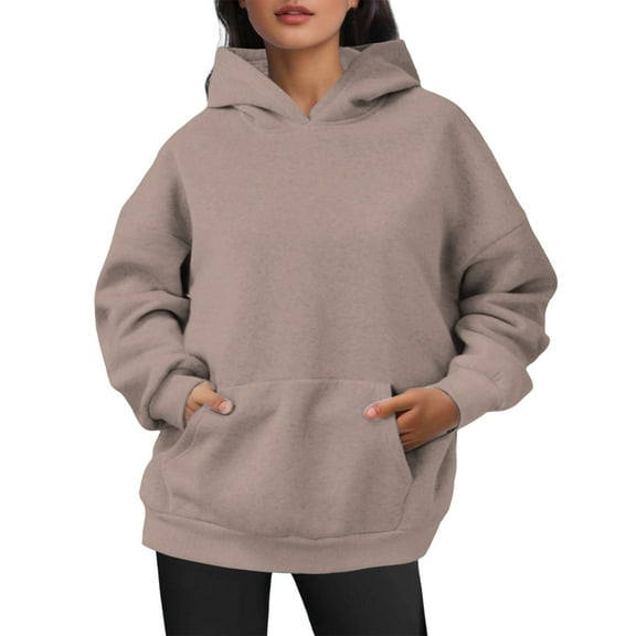 TIANZEN Women's Casual Hoodie Basic Pullover Sweatshirt Soft Comfortable Long Sleeve Hooded Top For Everyday Wear All Season Long Tunic Zip Tunic
