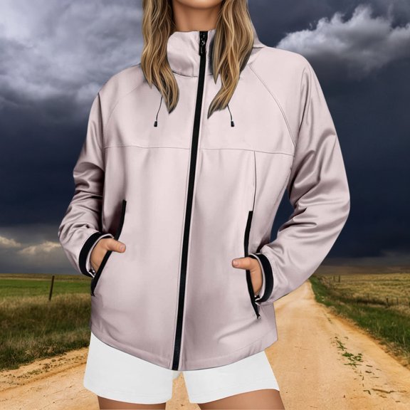 TIANZEN Women's Casual Jackets Outdoor Windproof Hiking Coats Lightweight Spring Autumn Couples Windbreakers Comfortable Everyday Wear Women's Utility Jacket Cute Jacket