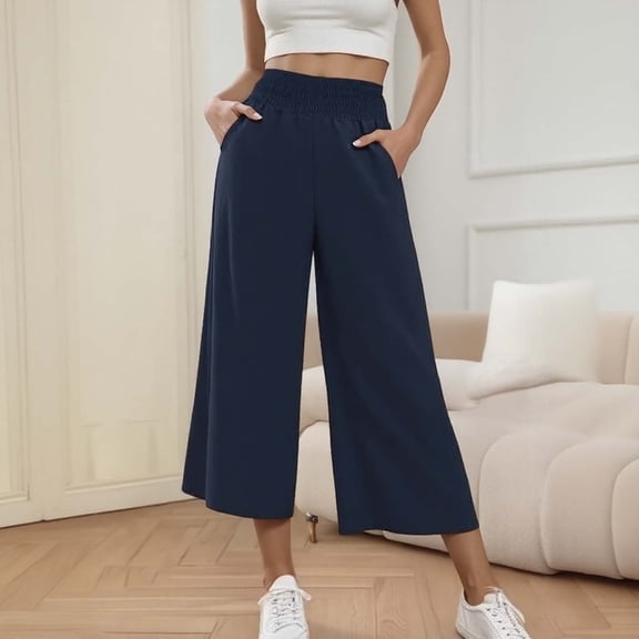 TIANZEN Women's Casual Pants High Waisted Comfortable Stretchy Ankle Length Trousers For Everyday Wear Spring Women's Casual Pants Elastic Bottom Elastic Pants Women Casual Summer Work Pants for Women