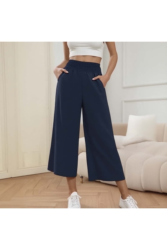 Women's Casual Pants High Waisted Comfortable Stretchy Ankle Length Trousers For Everyday Wear Spring Women's Casual Pants Elastic Bottom Elastic Pants Women Casual Summer Work Pants for Women