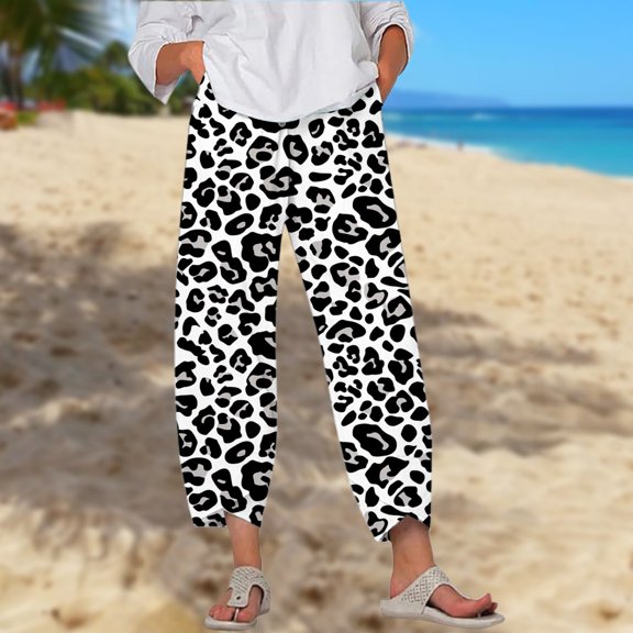 TIANZEN Women's Casual Pants High Waisted Loose Fit Summer Beach Comfortable Inverted V Hem Linen Blend Active Pants for Women Summer Pants plus Size Pants for Women Work Casual High Waist