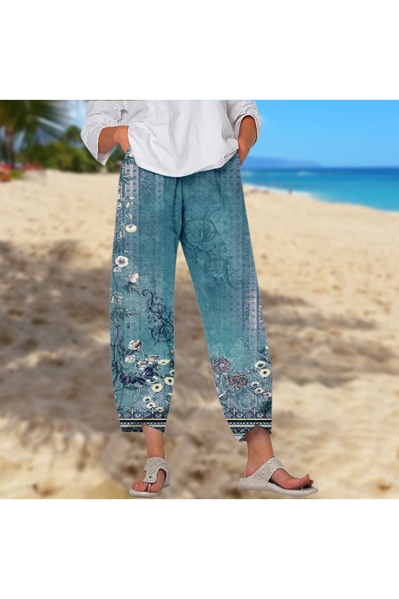 Women's Casual Pants High Waisted Loose Fit Summer Beach Comfortable Inverted V Hem Linen Blend Pants for Women Casual plus Size Casual Pants Women Winter Womens Casual Pants Size 14