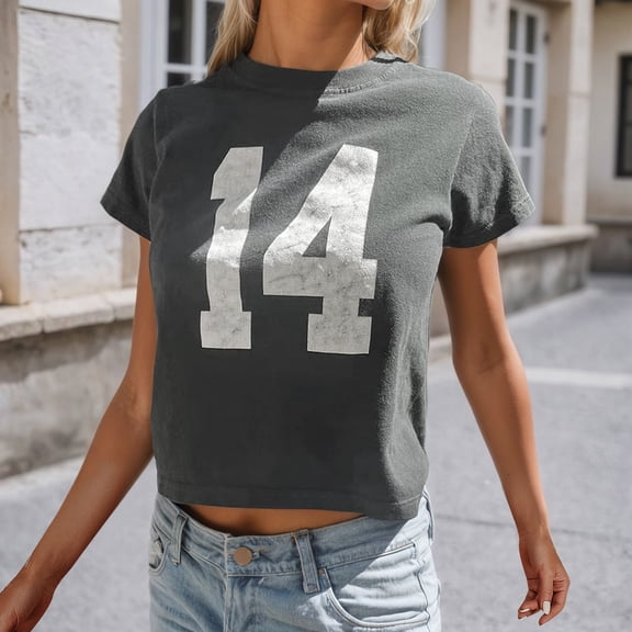 TIANZEN Women's Casual Short Sleeve T Shirt Round Neck Summer Top With Digital Print For Daily Wear Outfit Short Sleeve T Shirts for Women Short Sleeve Raglan Shirt Women Tech Stretch