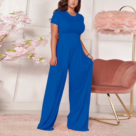 TIANZEN Women's Casual Short Sleeve Two Piece Outfit Summer Spring Fall Everyday Comfortable Pure after Wedding Outfit for Bride Sweater And Pants for Women Elegant Jumpsuits for Women Evening Party