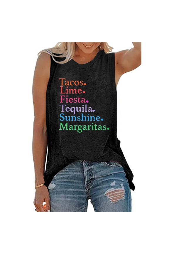 Women's Casual Tanks And For Everyday Wear Sleeveless Round Neck Floral Print Top For Summer With Jeans Beach Tops for Women plus Size Big Tops Blouses Women