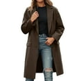 thumbnail image 1 of TIANZEN Women's Double Trench Coat Notched Lapel Casual Loose Fit Long Anorak Jacket Outerwear For Autumn Winter Season Baseball Jacket Womens Rain Wind Women Windbreaker Jacket, 1 of 4