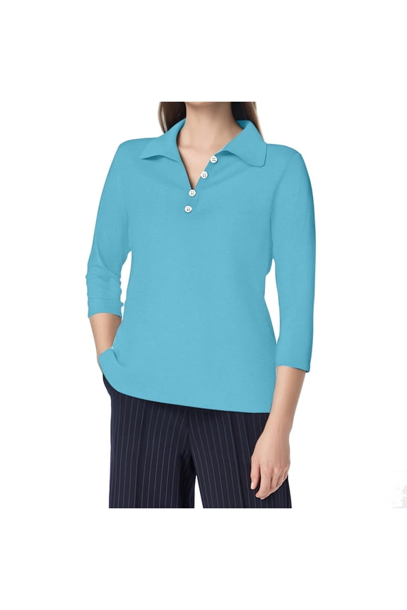 Women's Fashion Casual V Neck Button Solid Color Quarter Sleeve Shirt Top 1 Classic Fit V Neck Women Damage Done Shirts with Patterns