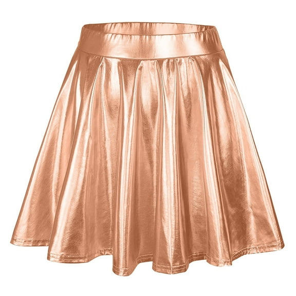 TIANZEN Women's Fashion High Waist Pleated Solid Color Short Skirt Loose Skirt Metallic Skater Skirt Sparkly Shiny Flared Ballet Skirts for Girls Tennis Skirts for Women Skirt Hangers for Women