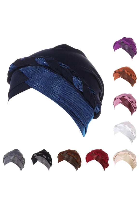 Women's Fashionable Solid Color Striped Bow Headscarf Ladies Hat Big