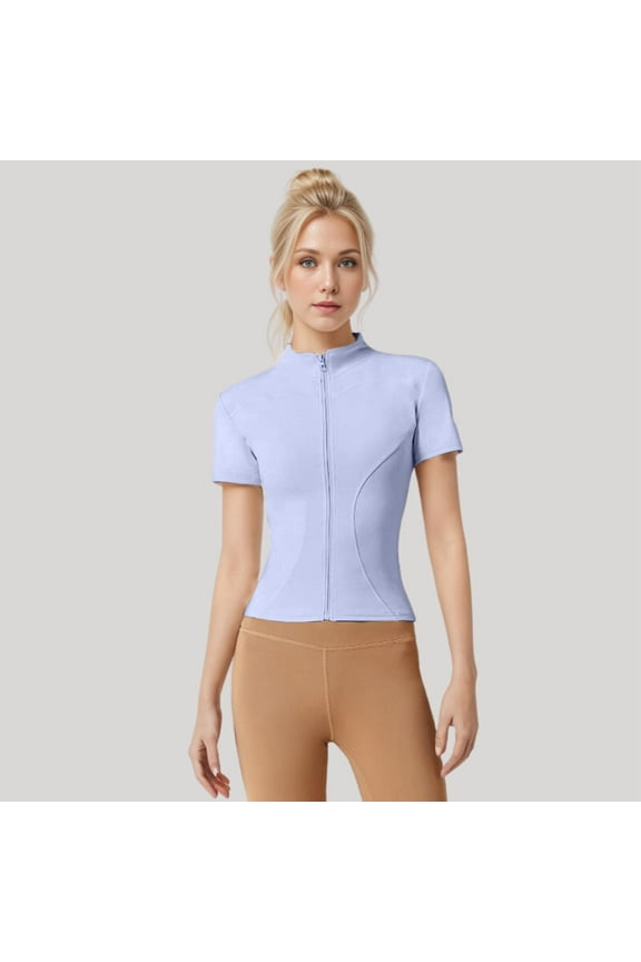 Women's Fitness Jacket Slim Fit Fitness Casual Short Sleeve Sports Jacket Yoga Top Western Wear for Women Lightweight Womens Vest Coats for Women Wool