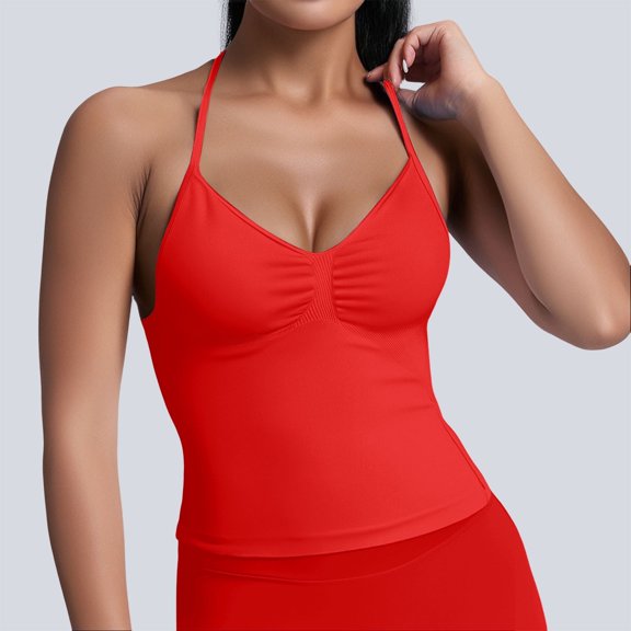 TIANZEN Women's High Elastic Nylon Seamless Sports Vest Top With Chest Cushion Beauty Back Fitness Sports Yoga Vest Baggy Shirts Women 3x Shirts for Women 2xl Crop Tops Women