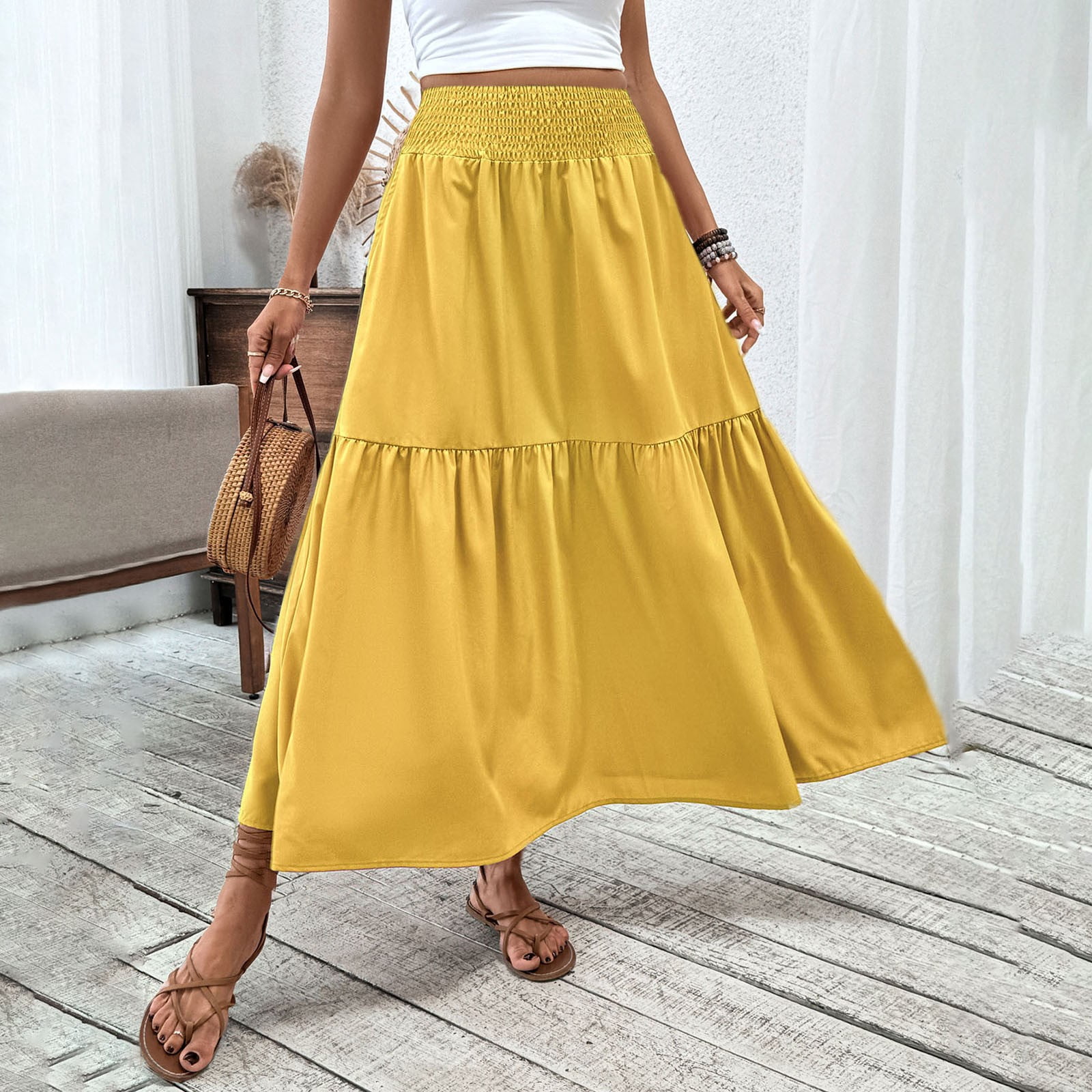High-Waisted Loose-Fit Slimming A-Line Skirt