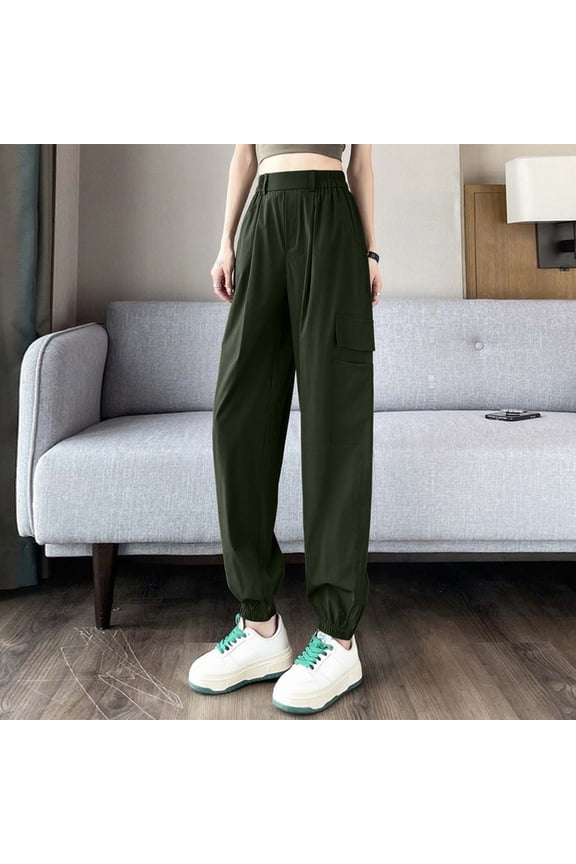 Women's High Waisted Casual Pants Loose Fit Elastic Ankle Joggers For Everyday Wear Comfortable Summer Pencil Pants for Women Casual Womens Pants Straight Leg Pants for Women Work Casual Short