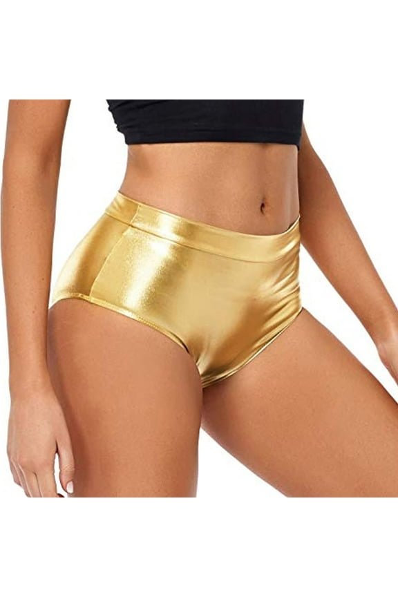 Women's High Waisted Metallic Booty Shorts Rave Bottoms For Dancing Hot Pants Clubwear Womens Running Shorts with Spandex Women Shorts Athletic Tights Christmas Shorts for Women