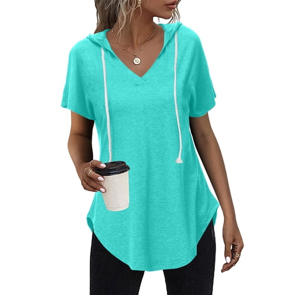 TIANZEN Women's Hoodie Pullover Sweatshirt Long Sleeve Tops Casual Tops Women Loose Tops Summer Athletic Women Womens Tees Short Sleeve