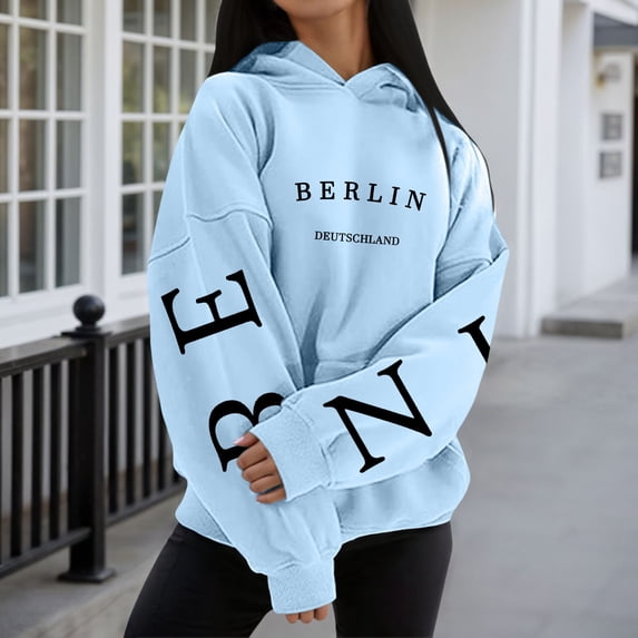 TIANZEN Women's Hoodie Women's Long Hooded Pullover Sweatshirt Round Neck Leisure Sports Long Sleeve Shirt Hoodies Training Pullover Women's Winter Warm Comfortable And Soft Long Zip up Hoodie Women