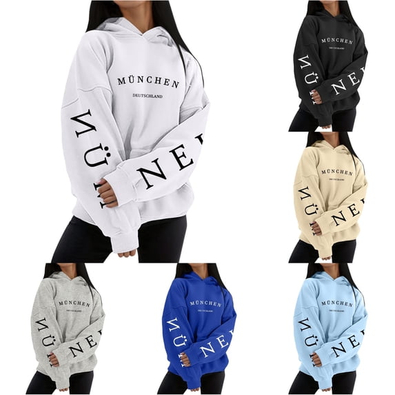 TIANZEN Women's Hoodie Women's Long Hooded Pullover Sweatshirt Round Neck Leisure Sports Long Sleeve Shirt Hoodies Training Pullover Women's Winter Warm Comfortable And Soft Womens Pullover Hoodie