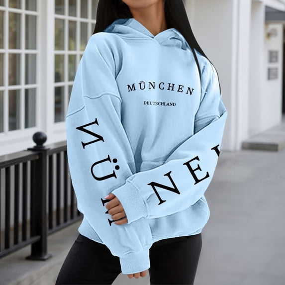 TIANZEN Women's Hoodie Women's Long Hooded Pullover Sweatshirt Round Neck Leisure Sports Long Sleeve Shirt Hoodies Training Pullover Women's Winter Warm Comfortable And Soft Sweater Jacket Women