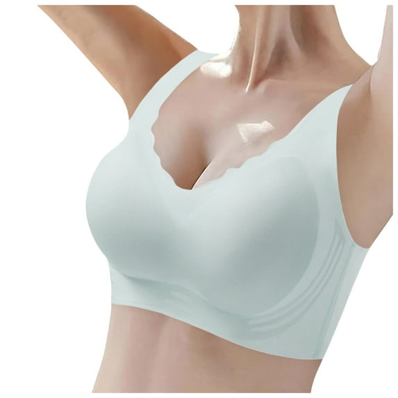 TIANZEN Women's Ice Silk Seamless Cold Feeling Thin Soft Support Breathable Comfortable Bra Fixed Underwear Compression Sports Bra plus Size Running Girl One Shoulder Sports Bra Sports Bra Padding