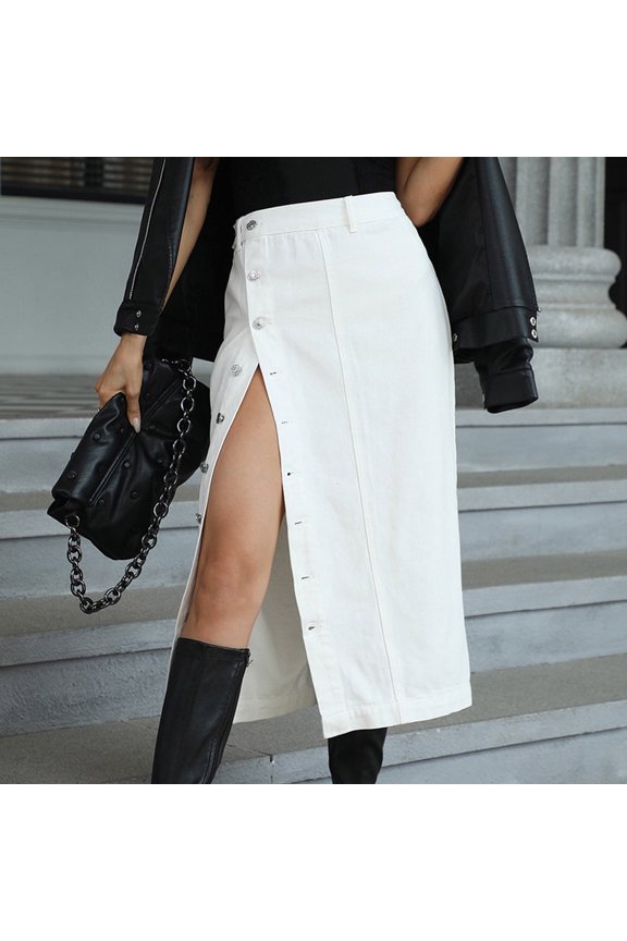 Women's Irregular Split Denim High Waisted Skirt Sparkly Skirt Light Skirt for Women Puffy Skirt