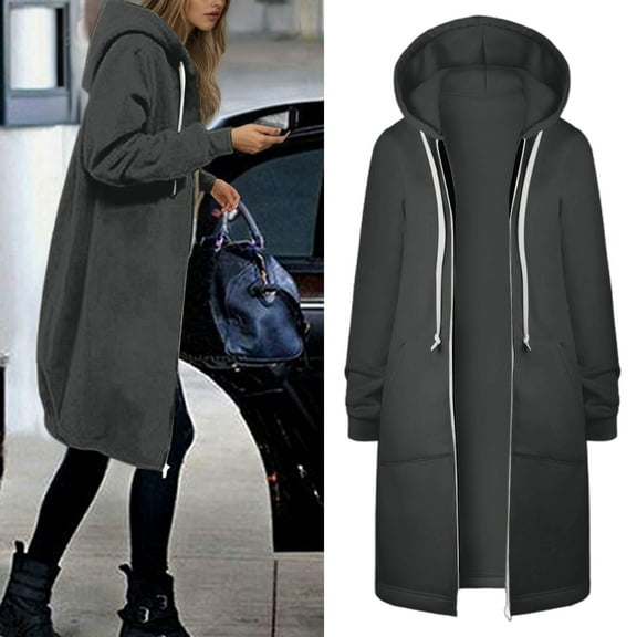 TIANZEN Women's Jacket Warm Hooded Zip Up Coat Soft Casual Outerwear Lightweight Comfortable Winter Fashion Top Womens Fitted Jacket Sweaters Women Jacket Fall