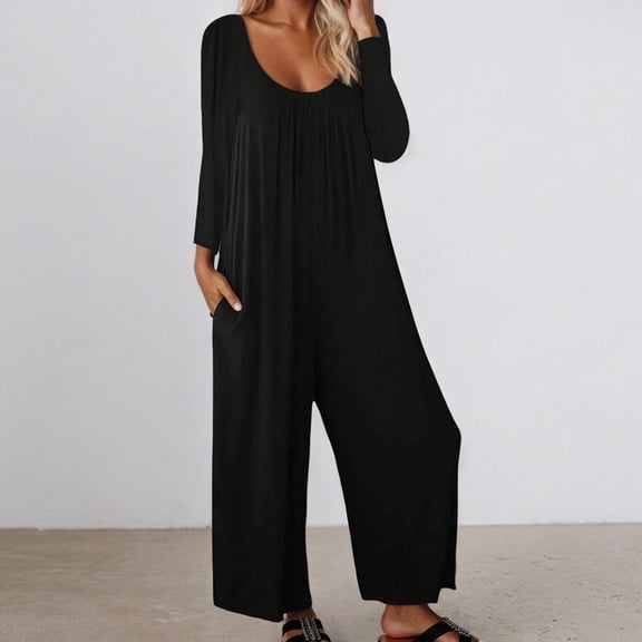 TIANZEN Women's Jumpsuit Long Sleeve Casual Romper With Ruffle Detail Versatile Pure Color Outfit For All Seasons Bodysuit for Women Long Sleeve Women's Bodysuits Juniors Body Suits