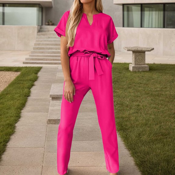 TIANZEN Women's Jumpsuit Short Sleeve V Neck Casual Romper Playsuit Elegant Loose Overalls For Streetwear Dating Shopping Overall Woman Long Sleeve Turtleneck Petite Jumpsuits for Women