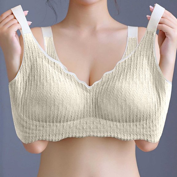 TIANZEN Women's Lace Edge Without Steel Ring Movement Seamless Gathering Adjustment Yoga Sleep Large Bra Back Bra Women Bras Wireless Padded Women Bras Push up